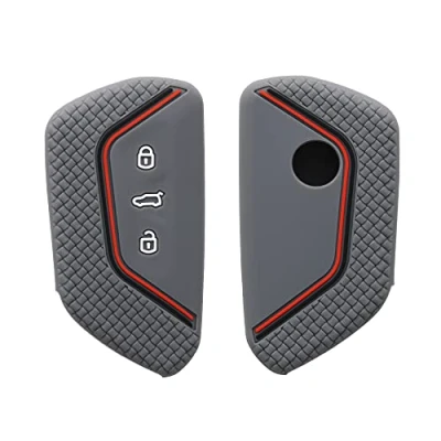 Imagen de kwmobile Carcasa Compatible con Llavero de VW Golf 8 Llave Coche 3 Botones Funda para Mando Silicona Gris/Negro/Rojo