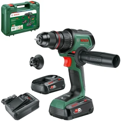 Imagen de Bosch Taladro/atornillador con batería AdvancedDrill 18V 80 (taladrar/atornillar; sist. 18V; 78 Nm; portabrocas met.; caperuza magn.; empuñadura adic.; dos baterías y cargador)