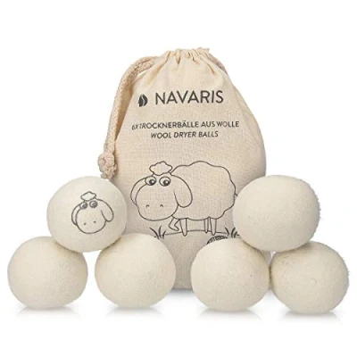 Imagen de Navaris Bolas para secadora y lavadora de lana Pelotas secar la ropa sin usar suavizante Dryer balls oveja reutilizables