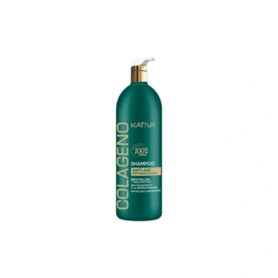 Imagen de Kativa Colágeno Champú Anti Age Revitalizante 1L Reestructura, Aporta Brillo y Suavidad Cabello Débiles Finos Sin Sulfatos ni Parabenos Proteínas de