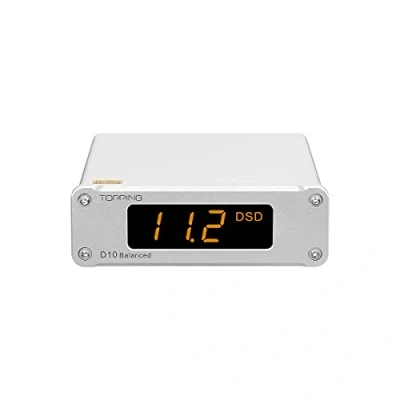 Imagen de TOPPING D10B DAC Simétrico Balanceado Hi Res Compacto, ES9038Q2M, Interfaz USB XMOS XU208, PCM 32bit 384kHz y DSD256, Color Plata