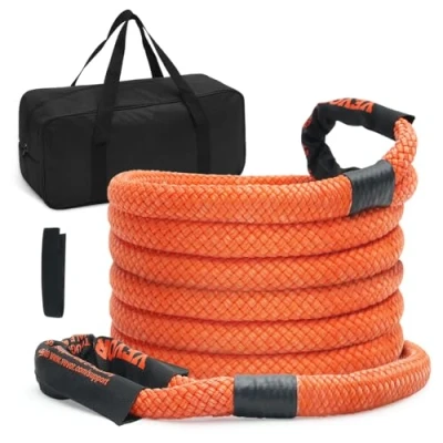 Imagen de VEVOR Cuerda de Remolque recuperación cinética 7/8 Pulgadas x 20 pies, 30 Libras, Correa Arranque Todoterreno Resistente, 30% Elasticidad, energía para Jeep, Coche,