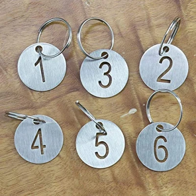 Imagen de Sourcemall Etiquetas numeradas redondas con llavero de acero inoxidable (1 10)