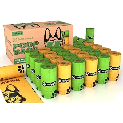 Imagen de Edipets, Bolsas Caca Perro, Biodegradables, 405 o 540 unidades, Extra Grueso, A Prueba de Fugas, Bolsitas para Excrementos, Accesorios Dog Poop Bag (27 Rollos Unidades)