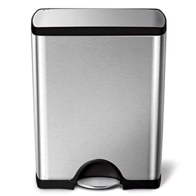 Imagen de simplehuman CW1816 cubo rectangular con pedal, acero inoxidable cepillado, 50 L