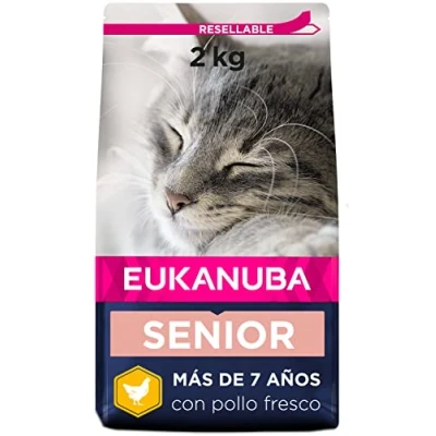Imagen de Eukanuba Alimento seco para gatos de edad avanzada, rica en pollo fresco, 2 kg