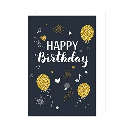Imagen de Edición Seidel Tarjeta de cumpleaños XXL con sobre. A4 billete para hombre, mujer, globos dorados (A4 G2896)