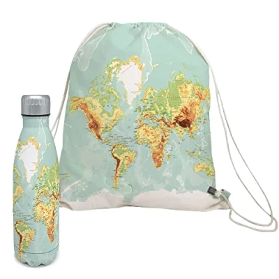 Imagen de NERTHUS FIH 975 Set de Botella Doble Pared 500 ml Mapa + Mochila