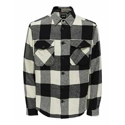 Imagen de Only &amp; Sons Onsmilo Check Overshirt Camisa, Hombre, Talla: Medium, Black