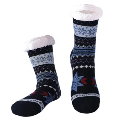 Imagen de Hisonwel Hombre Navidad Calcetines Invierno Gruesos,Calentar Pantuflas de Estar,Por Casa Super Suaves Cómodos Antideslizante(Elk D)