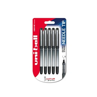 Imagen de Uni Ball UB 185S Eye Needle Pack de 5 bolígrafos, punta aguja, 0.5 mm, color negro