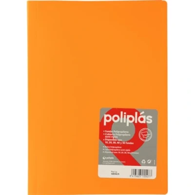 Imagen de Grafoplas Carpeta Fundas Plastico, Naranja, 10 Forros Transparentes, Tamaño Folio, Serie Poliplas Opaco, Fabricados en España, Tapas Flexibles, Perfecta para Archivar Documentos