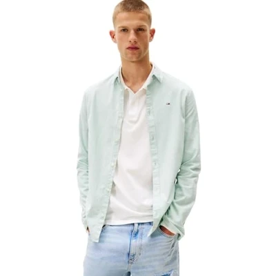 Imagen de Tommy Jeans TJM Slim Stretch Oxford Shirt Dm0Dm09594 Camisa L/S, Green (Cloudy Jade), M para Hombre