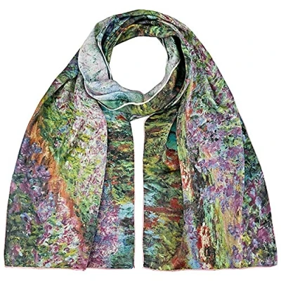 Imagen de VON LILIENFELD Bufanda Claude Monet: El Jardín Señoras 100% seda con motivos artísticos de bordes enrollados a mano 172 x 42 cm