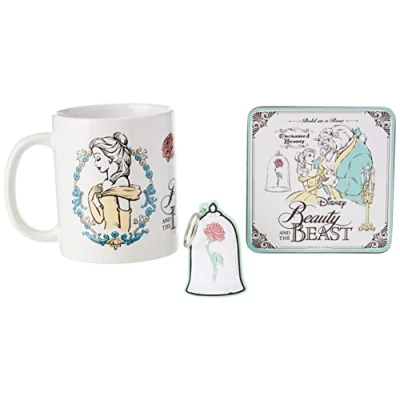 Imagen de Beauty and The Beast Gift Set with Mug, Coaster Keyring in Presentation Box (Beauty Design) 11oz Ceramic Mug Official Merchandise
