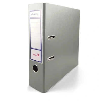 Imagen de Netuno 1x Ekobox Archivadores color gris 2 anillas 8 cm A4 organizador ancho de cartón para oficina estanterías carpetas escritorio despacho