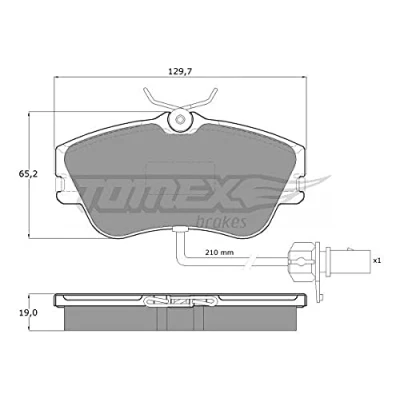 Imagen de TOMEX brakes TX 11 821 Juego de pastillas freno Eje delantero con contacto avisador desgaste VOLKSWAGEN: TRANSPORTER 4, 4 Bus