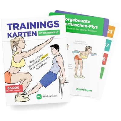 Imagen de WorkoutLabs Tarjetas de entrenamiento: peso corporal Premium Home &amp; Gym Training Cards Deck para mujeres y hombres con 60 ejercicios 12 rutinas sin equipo · Plástico impermeable Fitness