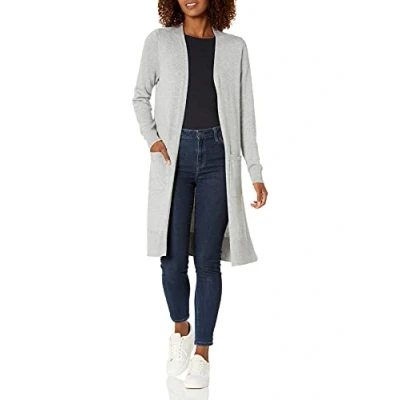 Imagen de Amazon Essentials Jersey Cárdigan Largo y Ligero (Disponible en Tallas Grandes) Mujer, Gris Claro Mezcla, XL
