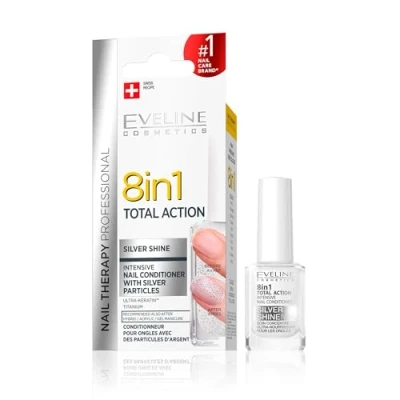 Imagen de Eveline Acondicionador de uñas 8 en 1, con partículas plata, 12 ml