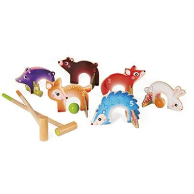 Imagen de Janod Forest Animals Croquet Wood Game Outdoor For children from the Age of 3 J03207, Multicolored