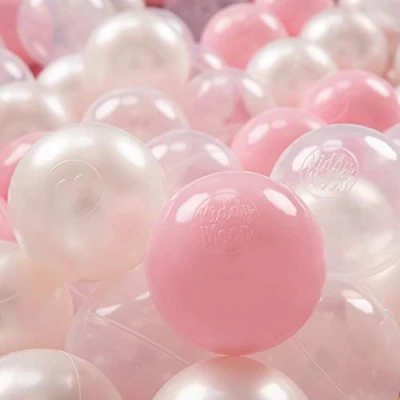 Imagen de KiddyMoon 300 ∅ 7Cm Bolas Colores De Plástico para Piscina Niños, Rosa Claro/Perla/Transparente
