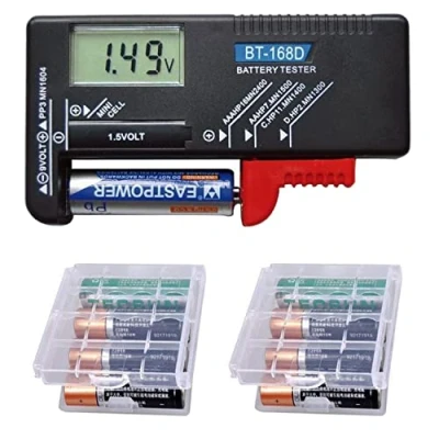 Imagen de GTIWUNG Probador de Pilas Digital con Pantalla LCD, Testador Universal Comprobador Baterias Medidor Voltaje AAA C D 9V 1.5V, Negro