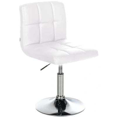 Imagen de CLP Taburete Bajo Palma V2 En Simil Cuero I Silla Lounge Regulable Altura &amp; Giratoria Butaca De Salón Moderna Acolchado, Color:Blanco