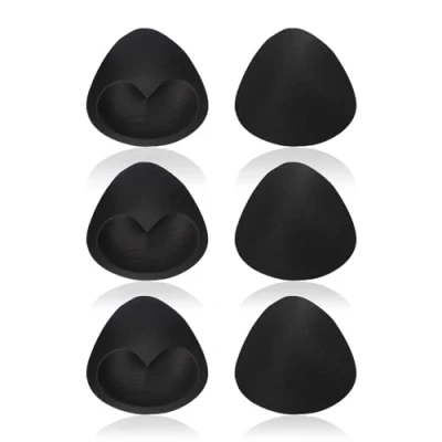 Imagen de UILYNIU 3 Pares Relleno Sujetador Push Up, Almohadillas para Sujetador, de Espuma Brasier Triangular, Rellenos Extraíbles Bikinis, Inserciones Copas (Negro)