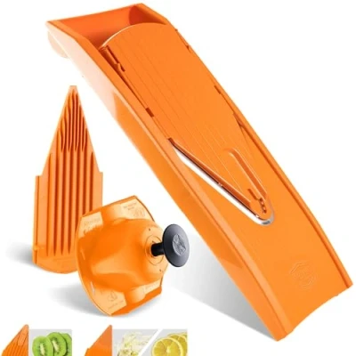 Imagen de Börner mandolina V1 ClassicLine Basic Set Blanca: cortadora para Frutas y Vegetales, Verduras Profesional Naranja