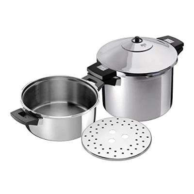 Imagen de Kuhn Rikon Set Duromatic Inox, olla a Presión Super Rápida, Apta para Inducción, Óptima Distribucion del Calor, Acero Inoxidable 18/10, 6L/24cm + cuerpo 4L/24cm