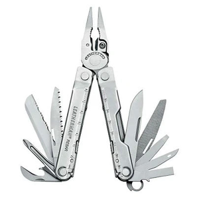 Imagen de Leatherman Rebar Multiherramienta 17 Herramientas Para Bricolaje y Camping, Acero Inoxidable Negro con Funda Nylon, Plata