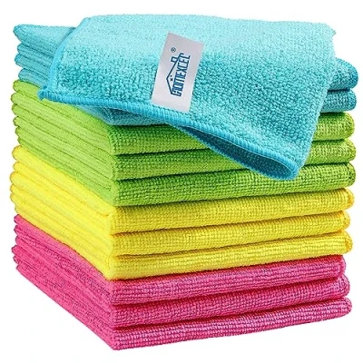 Imagen de HOMEXCEL Paño de Limpieza Microfibra, Paquete 12 Trapos Limpieza, Toallas con 4 Colores Surtidos, 11.5 x Pulgadas (Verde/Azul/Amarillo/Rosa)