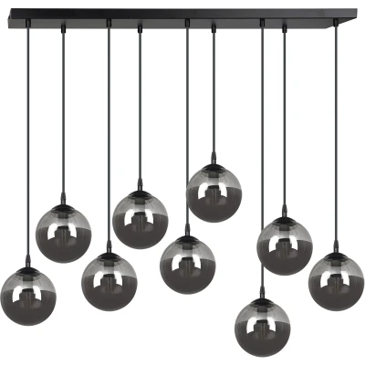 Imagen de EMIBIG LIGHTING Lámpara colgante de cristal, 9 luces, negro, grafito, E14