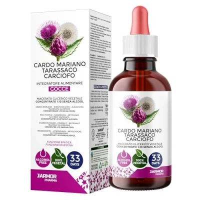 Imagen de Cardo Mariano, Diente de León y Alcachofa Gotas 100ml Fuerte Drenaje Detox Hígado e Intestino, Apoyo Digestivo Desinflando Vientre Macerado Glicérico Vegetal J.Armor Pharma