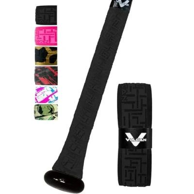 Imagen de Vulcan 0.50mm / 1.00mm Bat Grip Baseball/Softball Multiple Colors Cinta de Agarre bateo, Unisex, Negro, 1.75mm Standard Thickness All Bats