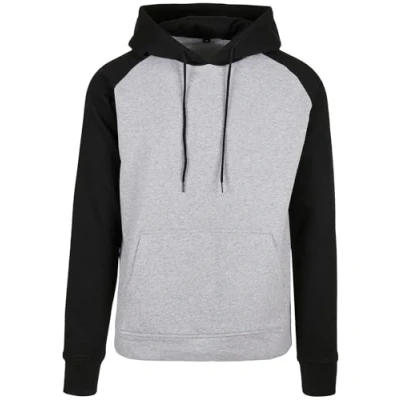 Imagen de Build Your Brand Bb005 basic Raglan Hoody Sudadera con Capucha, Gris y Negro, XL para Hombre