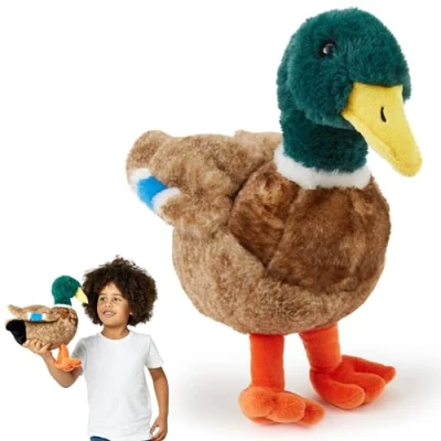 Imagen de Zappi Co Peluche de Ánade Real (30cm) Brillante, Suave Pato, Ecológico, Ideal para el Juego Imaginativo los Niños en Estanque, Hecho con Material 100% Reciclado