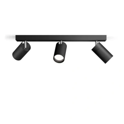 Imagen de Philips Idris Foco de Baño (3 luces), bombillas GU10 no incluida, Negro, IP44, Resistente al agua