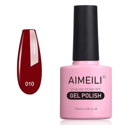 Imagen de AIMEILI Esmaltes Semipermanentes para Uñas Soak Off UV LED De Gel Rojo (010) 10ml