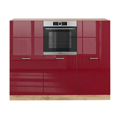 Imagen de Vicco Bloque de Cocina R Line, Burdeos Brillo Intenso/Roble Dorado, 180 cm sin encimera
