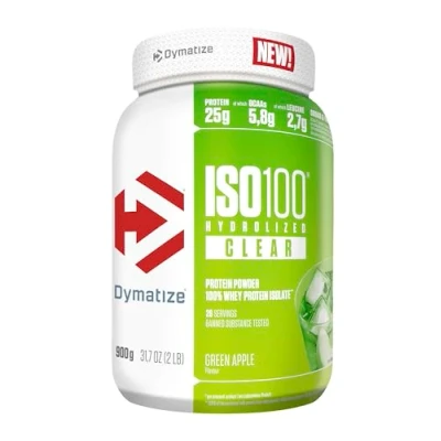 Imagen de Dymatize ISO 100 Hydrolyzed Clear Green Apple 900g Hidrolizado de proteína suero transparente + aislado en polvo