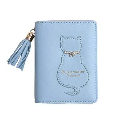 Imagen de Oyccen Lindo Billetera de Mujer Monedero Borla Tarjetero Cuero PU Cartera Corta con Cremallera