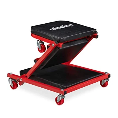 Imagen de Relaxdays 10033759 Mecánico, Taburete Taller, Camilla Convertible en Asiento Plegable, 360, Acero, Negro, Multifunktions Werkstatthocker bis 150 kg