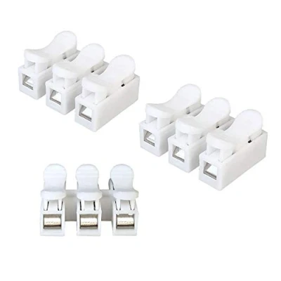 Imagen de Aiqeer 60 Piezas CH3 Conectores Cable Resorte, Bloque Terminal Clamp Eléctrico, Conector Resorte Rápido, para Conectar Tiras de Luz LED (Blanco)