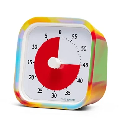 Imagen de Time Timer Mod Tie Dye Temporizador Visual de 60 Min para el Aprendizaje los niños, Reloj Escritorio, Herramienta Estudio, Hogar y Reuniones Oficina con Funcionamiento Silencioso