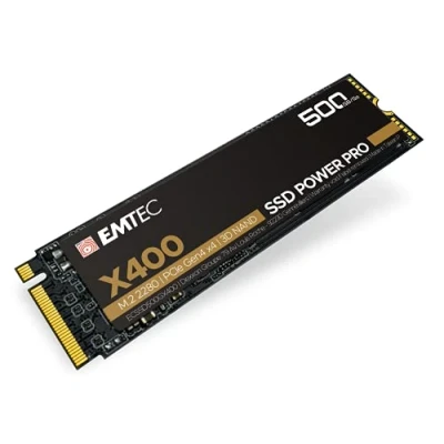 Imagen de EMTEC Unidad SSD Interno X400 Power Pro M2 2280 NVMe para PC y Videojuegos 500GB Tecnología PCIe Gen4x4 3D NAND 200TB/1.7MH Velocidad hasta 2000MB/s ECSSD500GX400