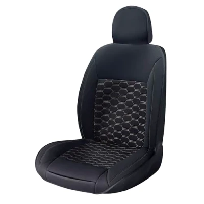 Imagen de SUMEX Respaldo de Asiento Coche Modelo Tourer Color Negro y Blanco Fabricado con Tela Funda Universal Protector