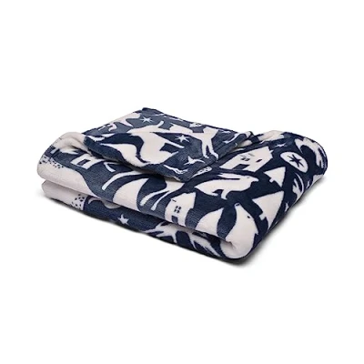 Imagen de Fusion Snug Scandi Animals Manta de Forro Polar (120 x 150 cm), Color Azul Marino
