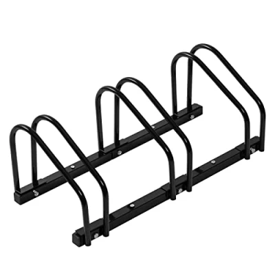 Imagen de WOLTU Soporte para Aparcar 3 Bicicletas, Aparcamiento Bicis Negro, Fácil Montaje en Suelo y Pared, Uso Interior Exterior, Garaje Jardín, FZ1139sz01